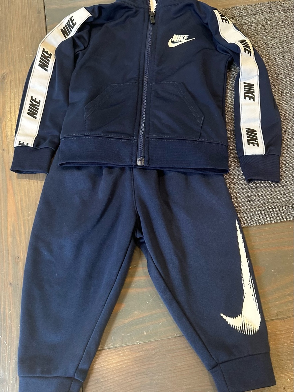 Nike Kids Navy & White Swoosh Track suit